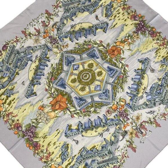 HERMES Carre 90 - Light gray Blue Multi Scarf 252-081925 - Picture 1 of 5
